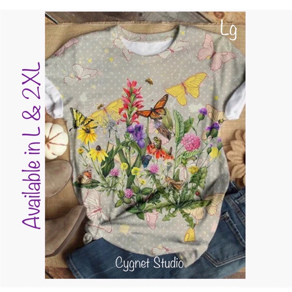 MissLook Butterfly Shift Top, Lg